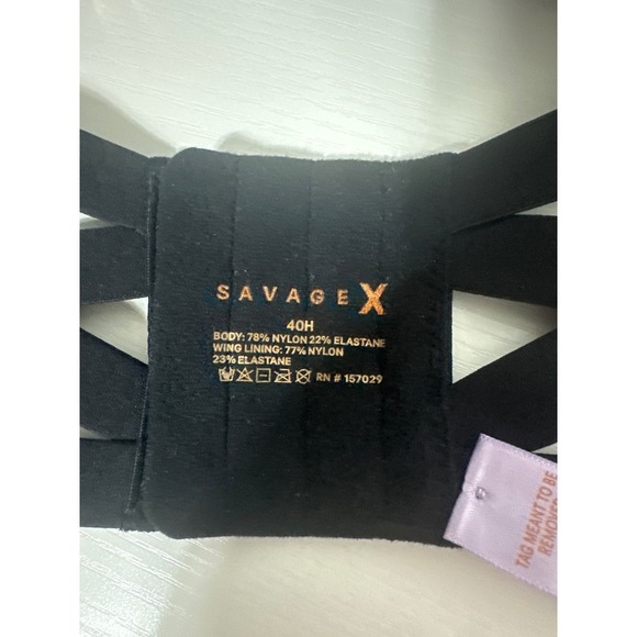Savage X Fenty Balconette Bra Black 40H Full Coverage‎ Underwire Strappy Back - Picture 6 of 9